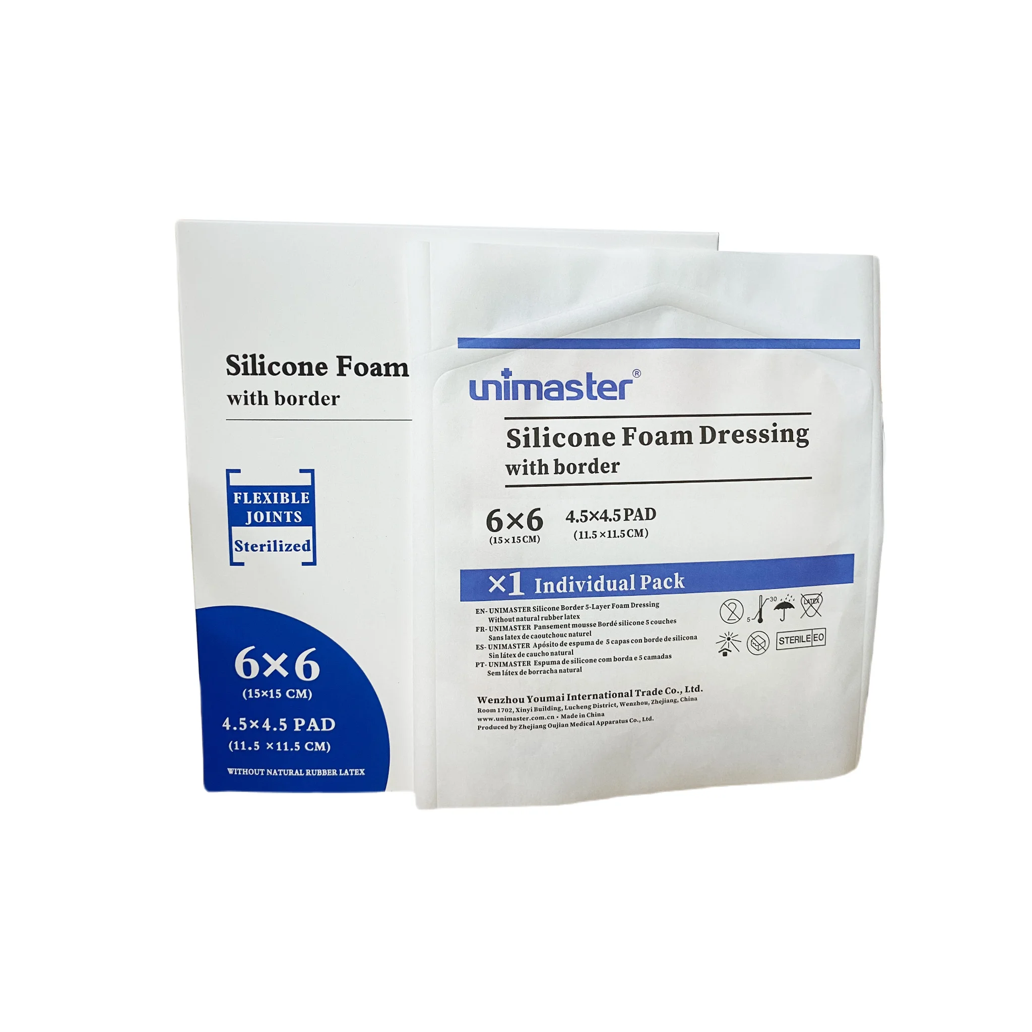 Unimaster Medical Care Sterile Silicone Foam Wound Dressing Super Absorbent Self-adhesive Wound Dressings