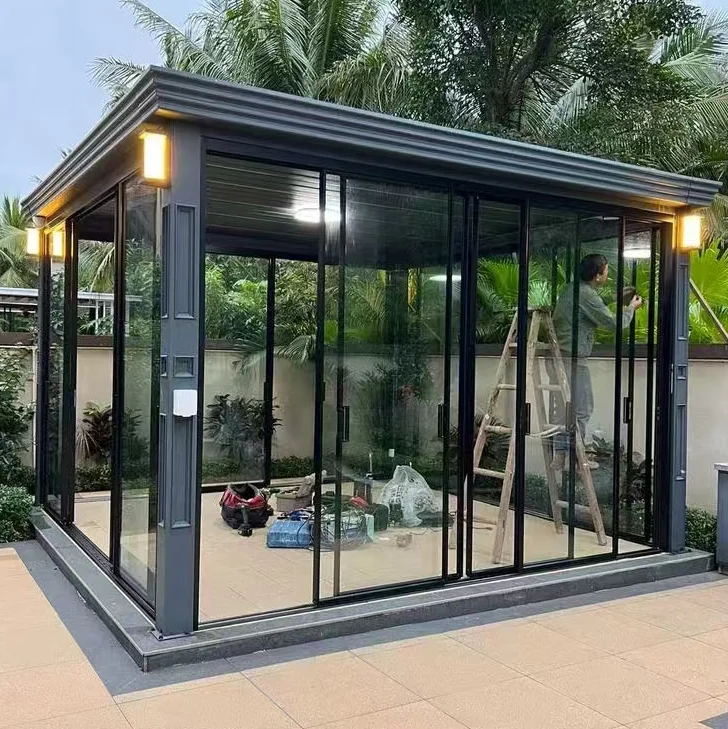 Orient Modern Design Aluminium Commercial Sunroom Free Standing Glass House for Outdoor Patio for Villas and Winter Gardens