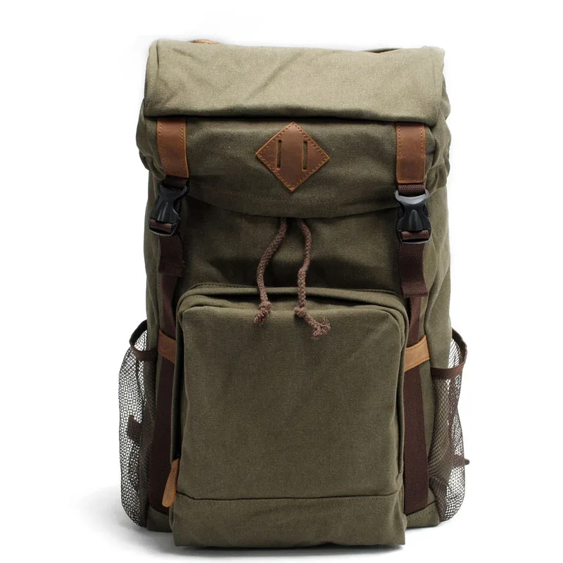 
Large Waxed Mountaineering Travel Pack Vintage Canvas Leather Backpacks for Men Laptop Daypacks Waterproof Canvas Rucksacks 