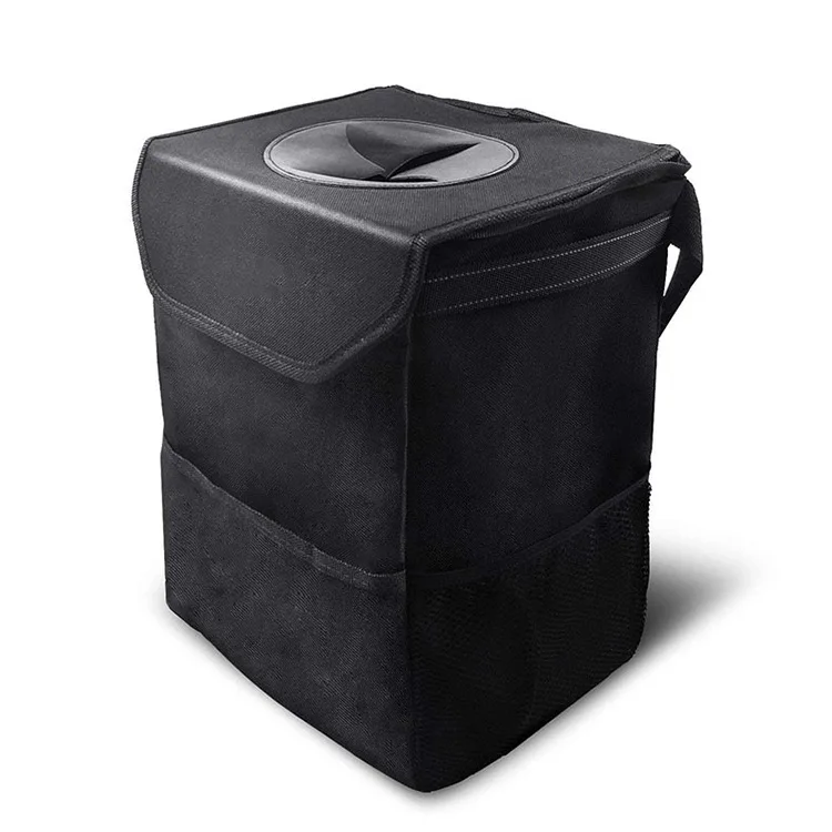 Portable Leakproof Car Back Seat Trash Bin Waterproof Car Headrest Garbage Can Bag with Lid Storage Pockets