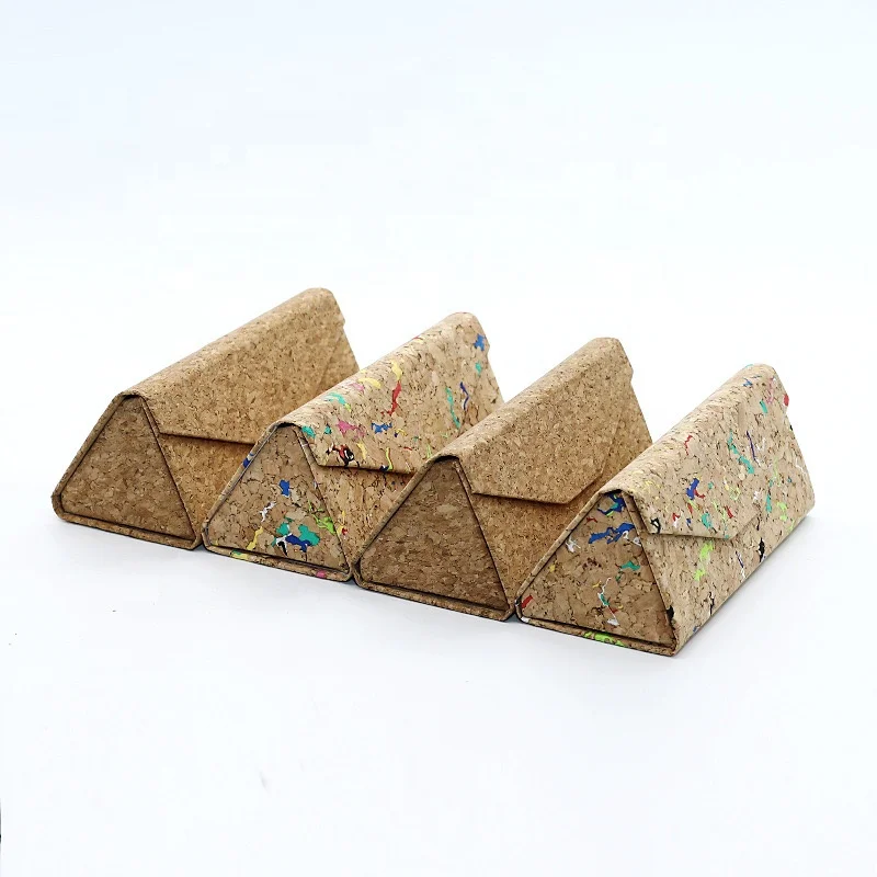 Xinhe Shengfu Factory custom quick delivery cork folding wooden triangle optical glasses case kraft paper glasses case