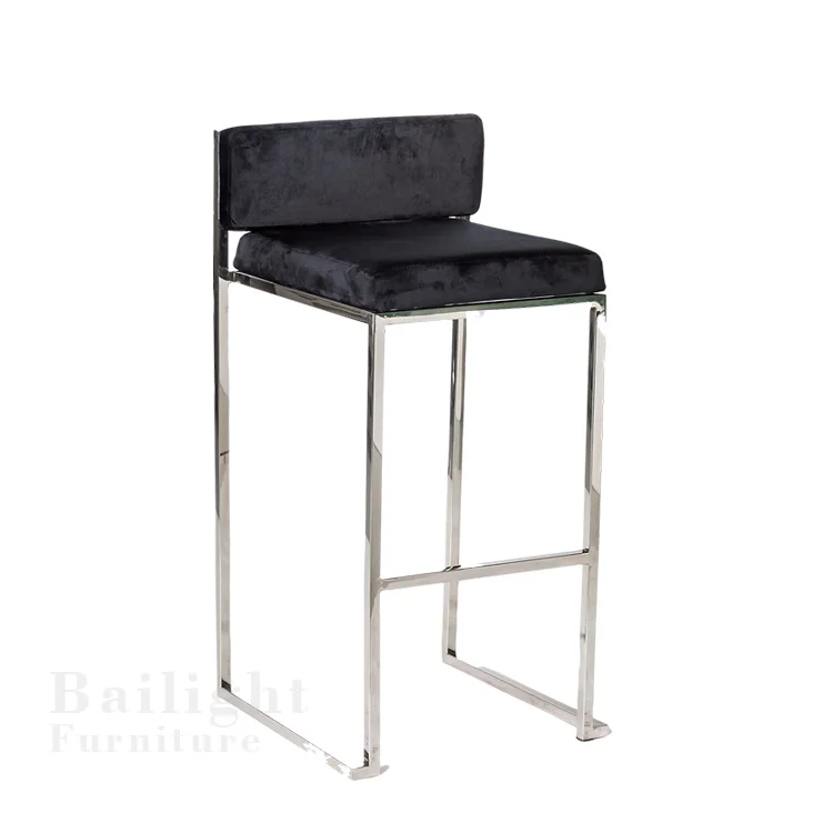 Golden metal frame green velvet party rental night club luxury bar stool