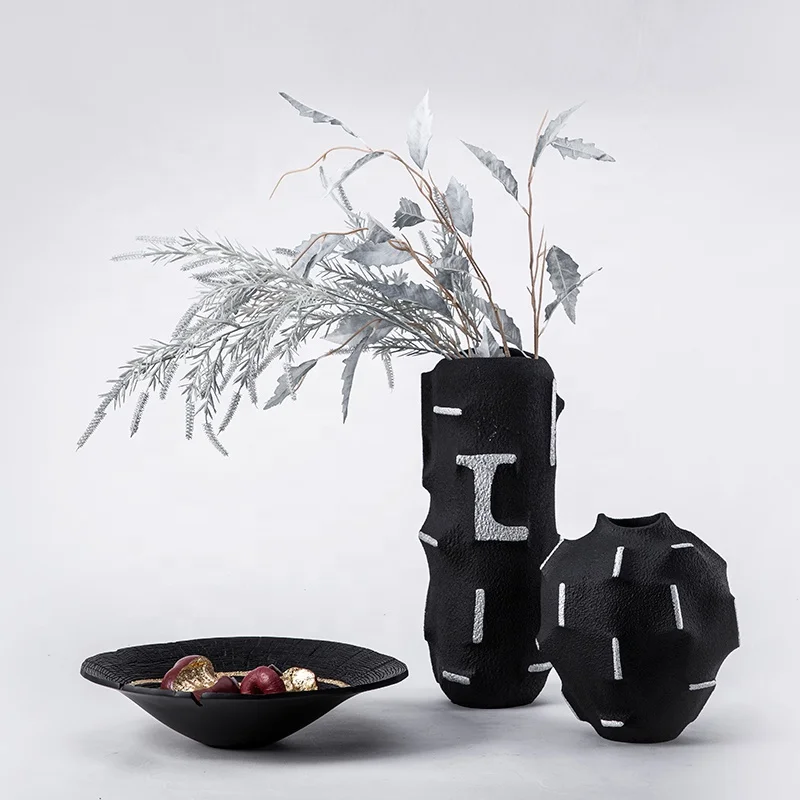 New Chinese Style Gold Stripes Black Resin Imitated Wood Grain Fruit Bowl Service Tray Interior Home Decor Ornament