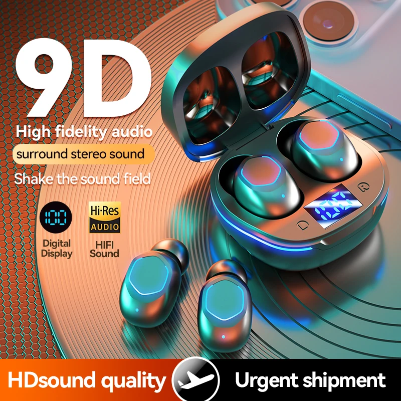 Ultra-Long Battery Noise Cancelling Over-Ear Headphones Digital Display Wireless Earbuds LED Battery Indicator Bluetooth V5.3 JL