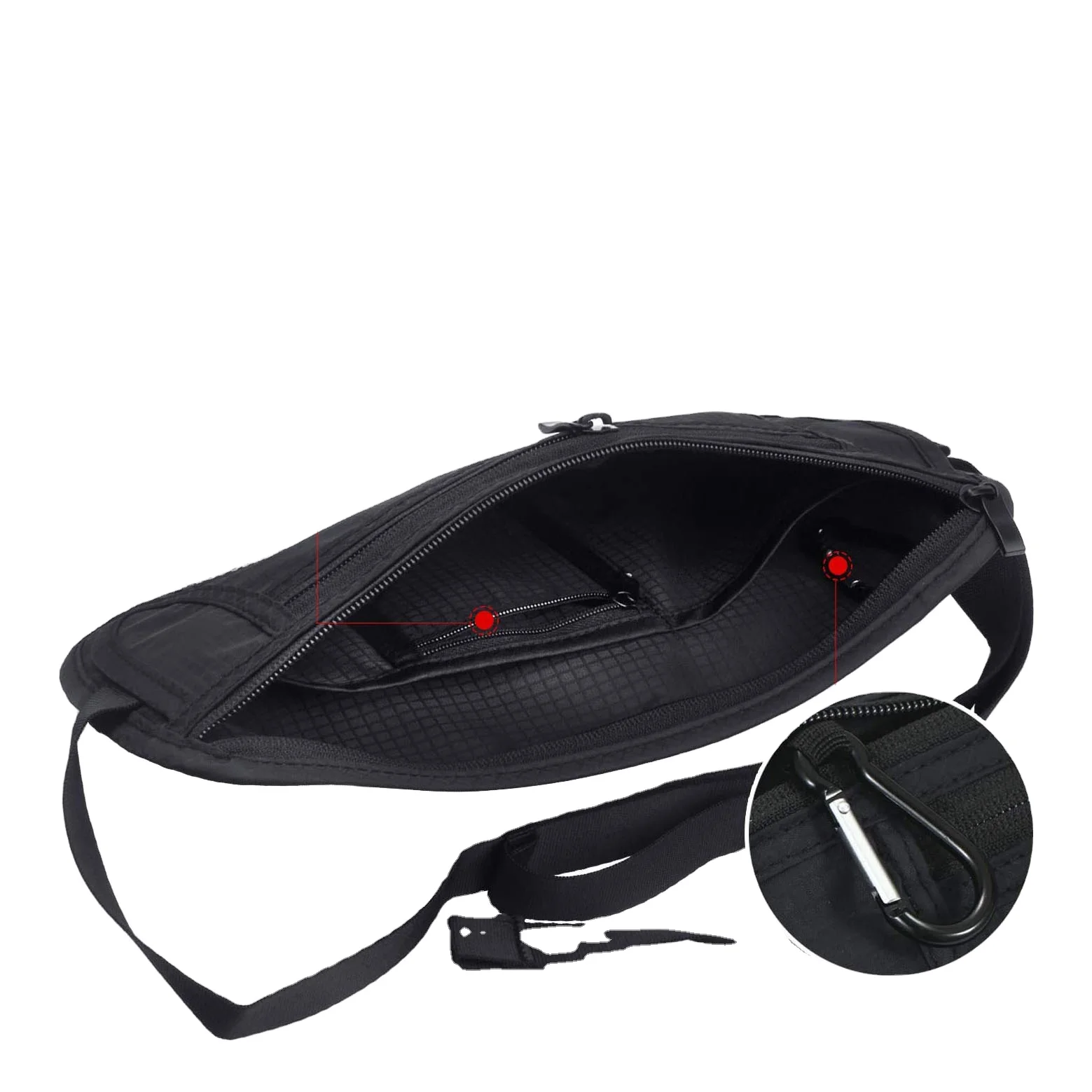Wholesale Water Resistant Rip Stop Nylon Money Belt Travel Fanny Pouch Wallet Anti Theft RFID Blocking Waist Wallet for Running
