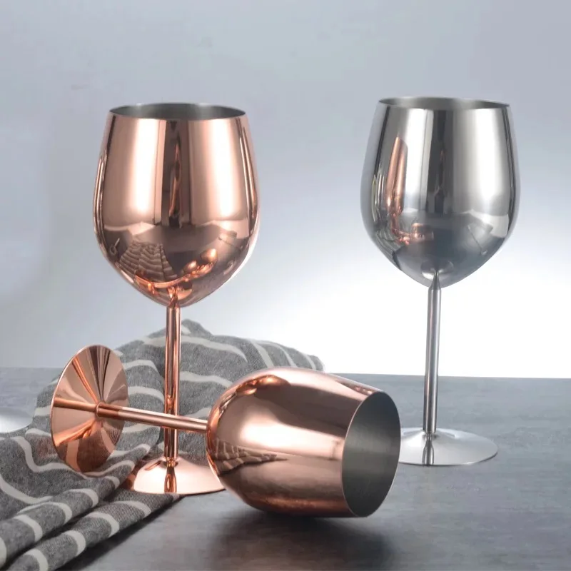 cocktail silver copper plated custom logo champion metal stainless steel goblet wine glass