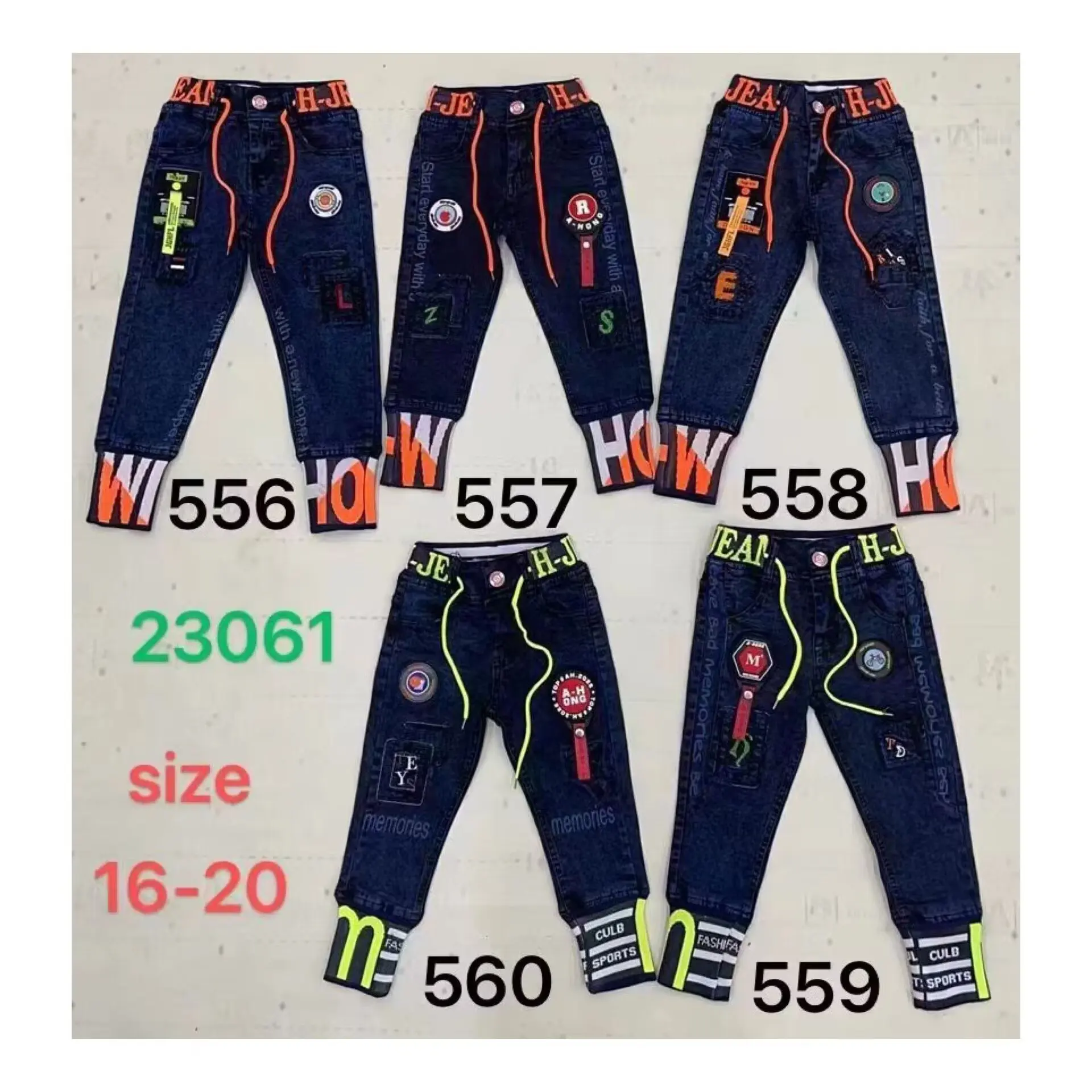 4.4 Dollar Model YQ133 Wholesale Kids Plus Size Toddler Boys Denim Children Jeans Pant With Different Drawing Prints