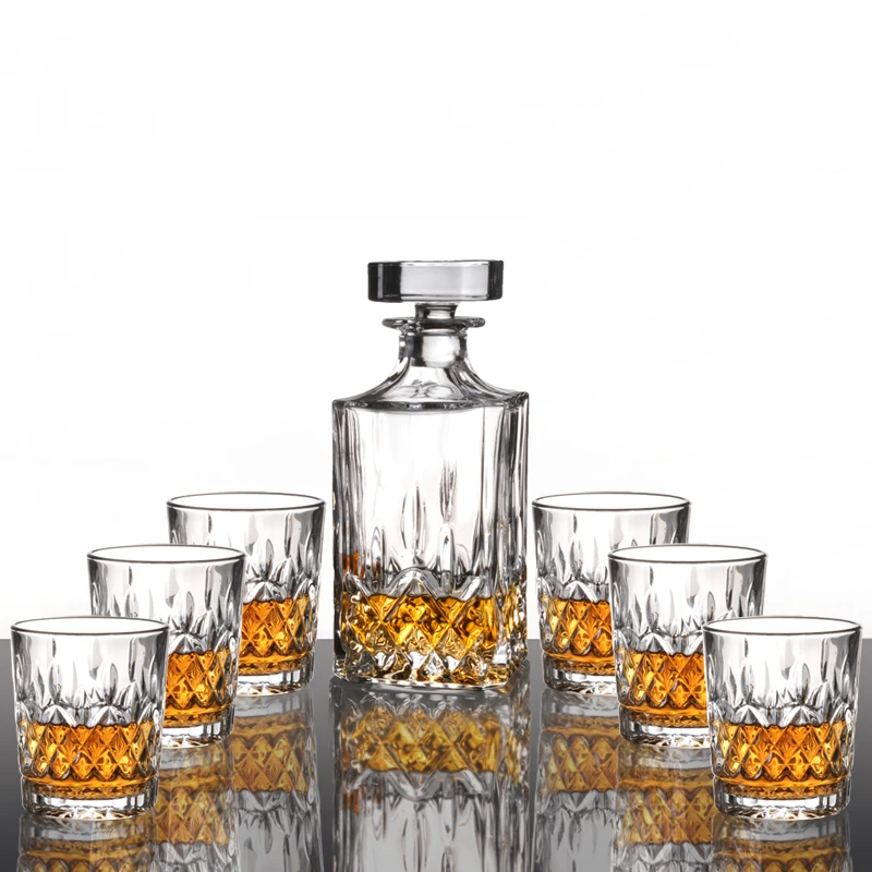 Decanter Set for Whisky Transparent Hard Drinks Glass Set Moonshine Glass Cup Set Party Gift Wedding High Grade Dinking Glass