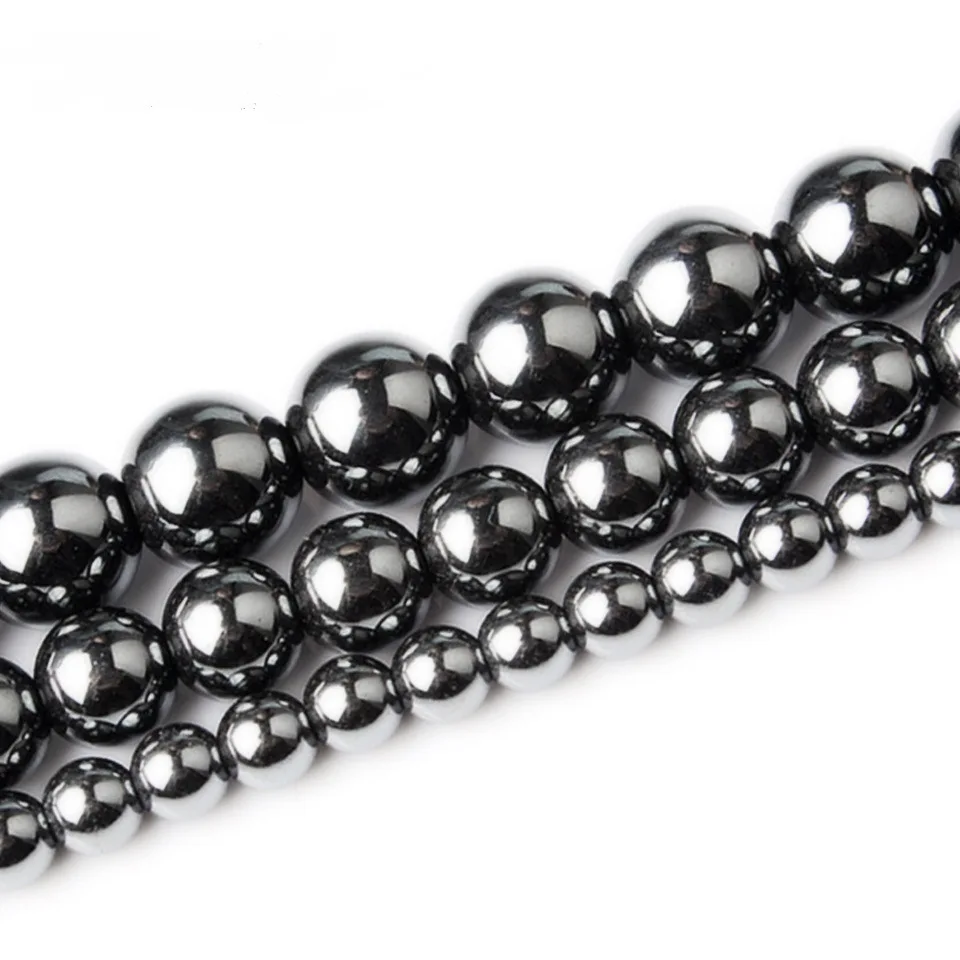 Loose Beads Hematite Round Stone Wholesale Natural Black for Jewelry Making 4mm 6mm 8mm 10mm 12mm 14mm DIY OEM Picture Size