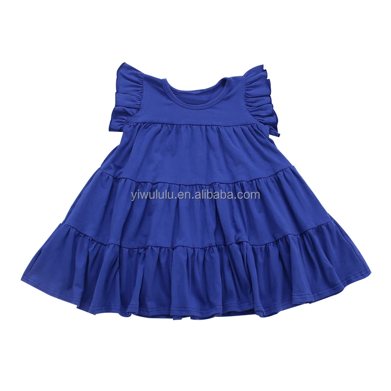 knee length children dress soft cream cotton kids girls dress for summer