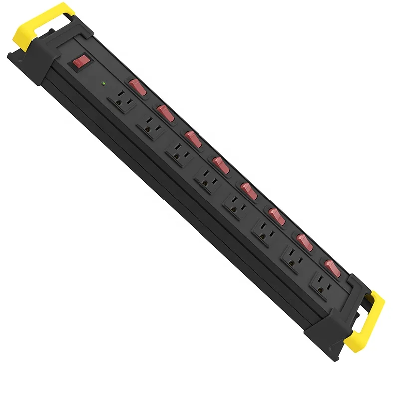 8 outlet extension board metal plug socket surge protector power strip