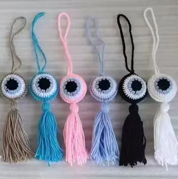 Hot Selling Car Pendant Macrame Wall Art  High Quality Eye Ball with Tassel  Handmade Wool Evil Eye Ornament Gift