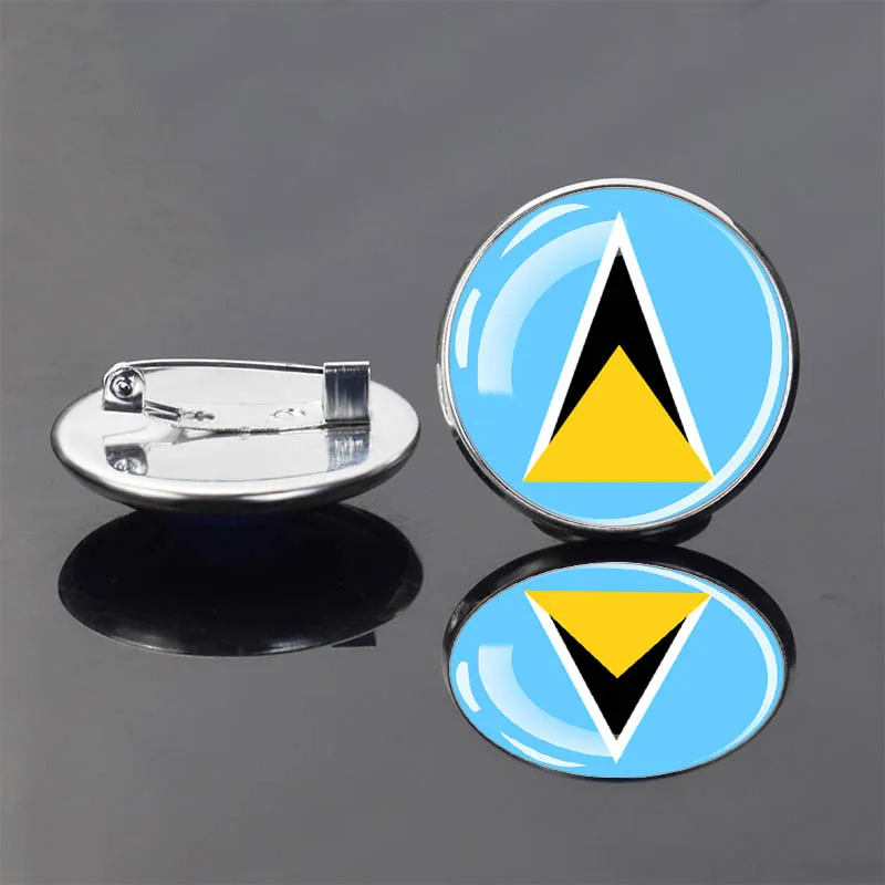 Flag Badge Pin Country Flag Glass Cabochon Jewelry Women Men Brooch