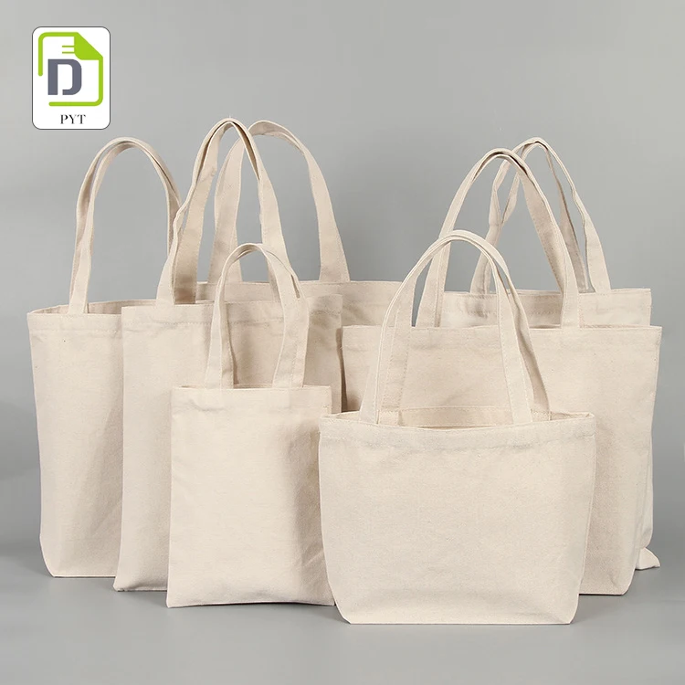 High Quality Wholesale Small Large Custom Print Cloth Cotton Canvas Blank Plain Tote Reusable Shopping Grocery Bags With Logo