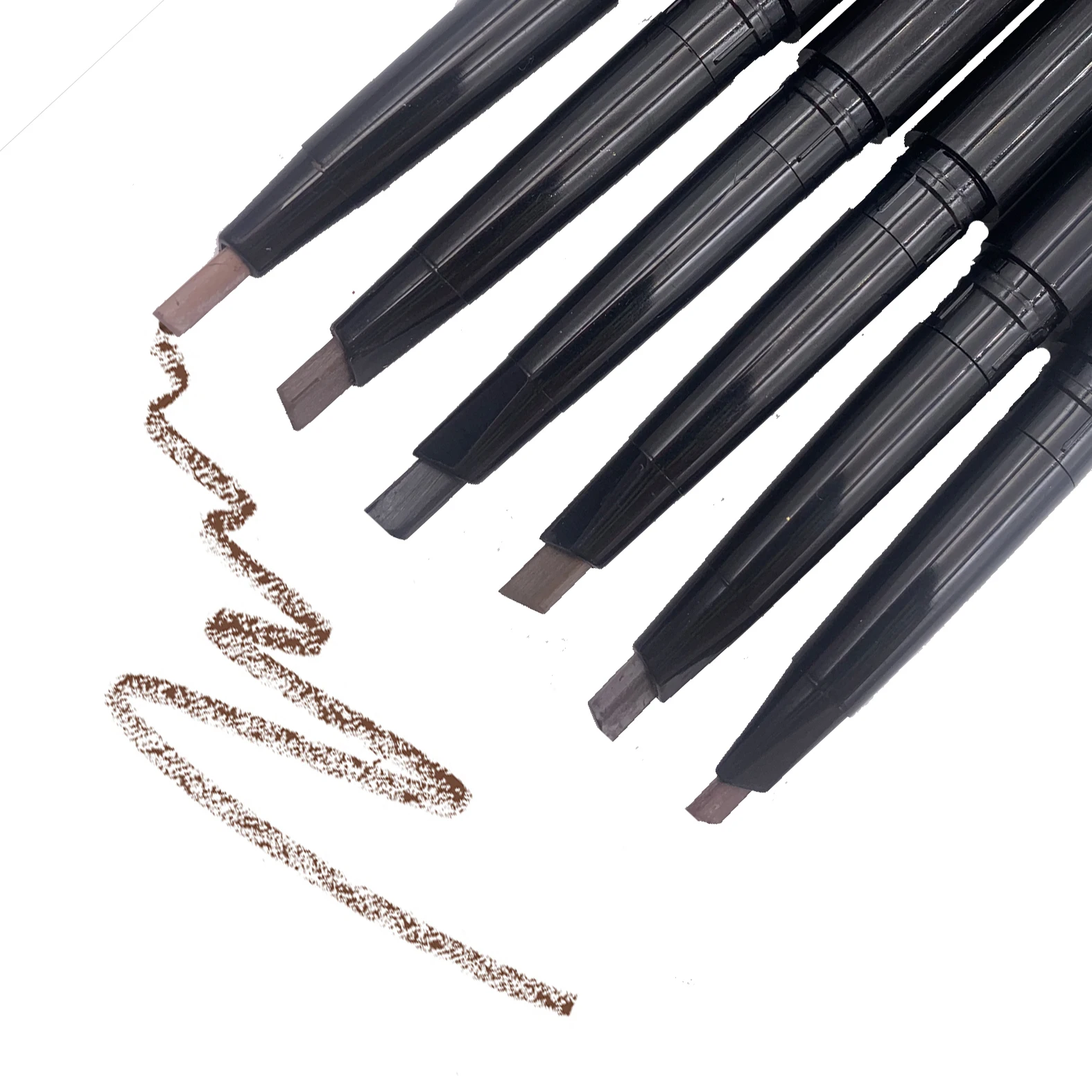 6 Colors No Logo No Box 2 in 1 Automatic Water Proof Eyebrow Pencil Stick Sample Free Rose Gold Eyebrow Pencil Waterproof 10 Pcs