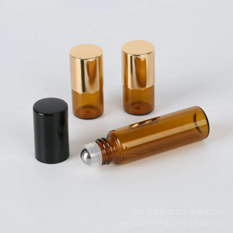 small essential oil1 ml 2 ml 3 ml  1ml 2ml 3ml 4ml 5ml clear blue amber mini glass roll on bottle with metal roller ball and cap