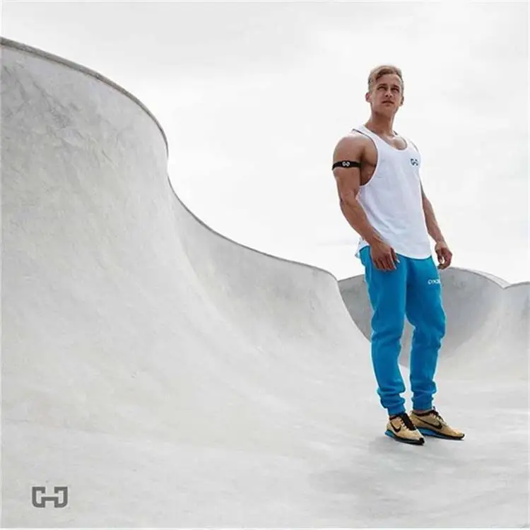 
Wholesale custom logo printing breathable sleeveless y back fashion workout men 100% cotton tank top 