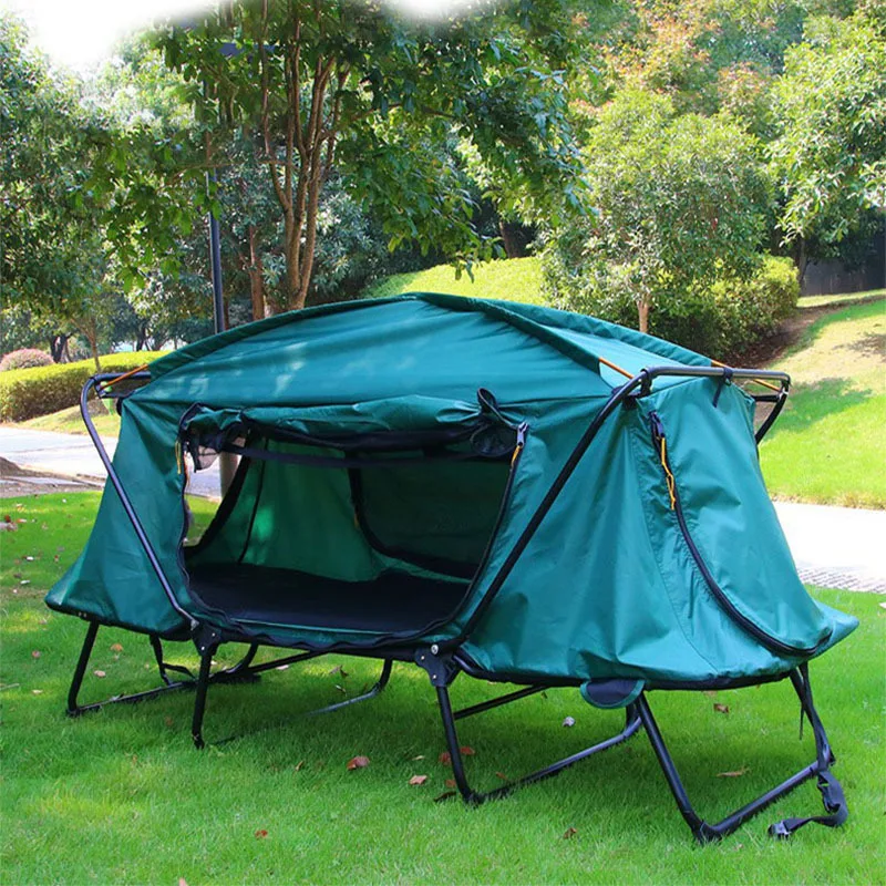Outdoor off-ground fishing tent wild double thickened rainproof two-person camping tent folding portable warm tent