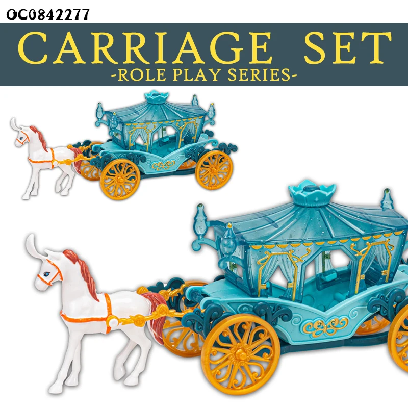 Newest girls fashion princess doll carriage plastic horse carriage toy for kids
