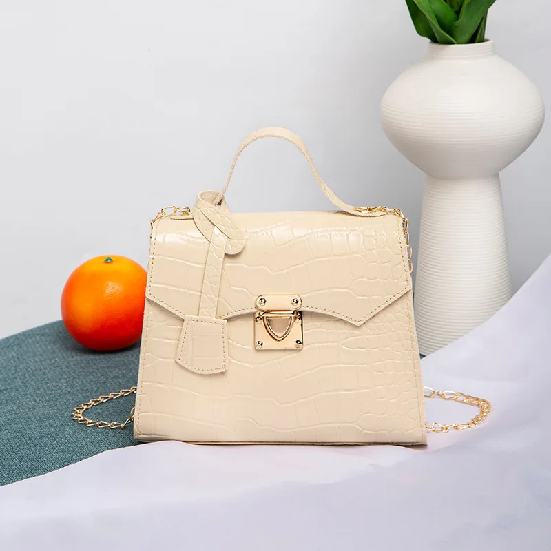 MU Crocodile Pattern  Bag 2024 New Fashion Simple Handbag Korean Retro Fashion Pu One Shoulder Small Square Bag