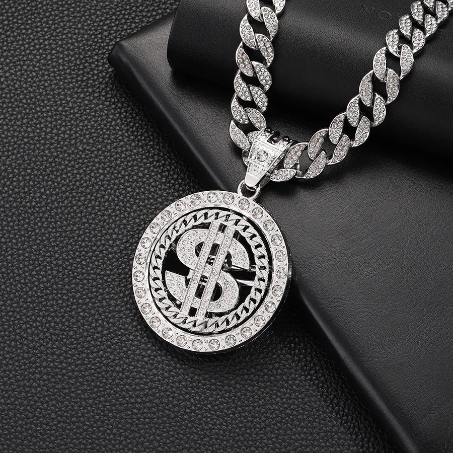 Hip Hop Style Dollar Shaped  Pendant Cuban Chain Necklace