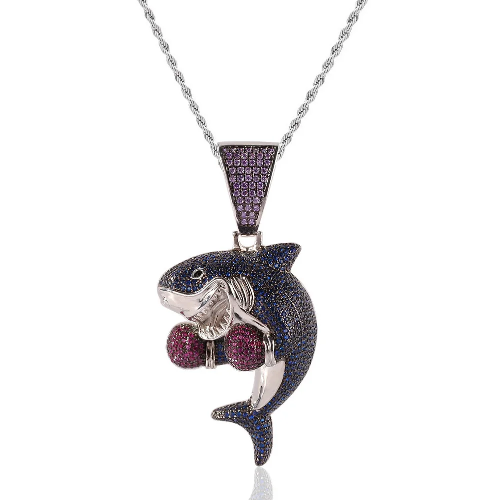 Jewelry Pendant Necklace Boxing Shark Pendants Copper Material Hip Hop Chain Necklace