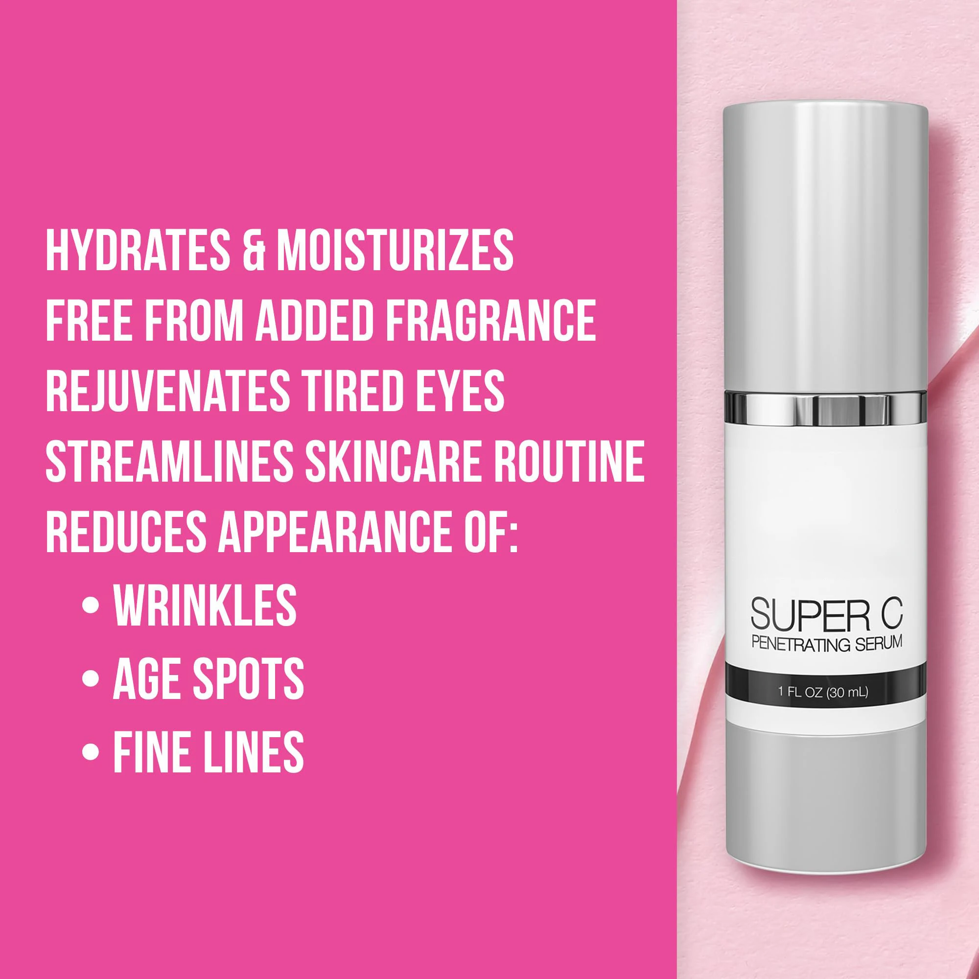 Super C Serum for Mature Skin, Made in the USA, All-in-One Formula, Hydrating, Firming Vitamin C Serum