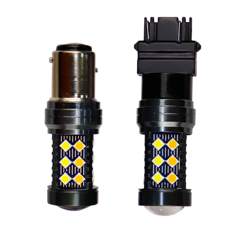 T25 3157 T20 7443 7444 W21/5W 1157 bay15d 30 SMD 3030 LED 3.5W White Amber Car DRL Turn Signal Light 12V Switchback LED