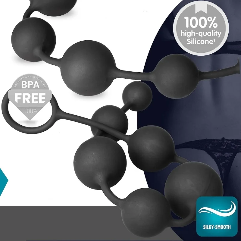 Anal Beads 100% Silicone with Gradual Size Increase & Safe Pull Ring - Easy to Clean Silicone Anal Beads Toys of Pleasure sex
