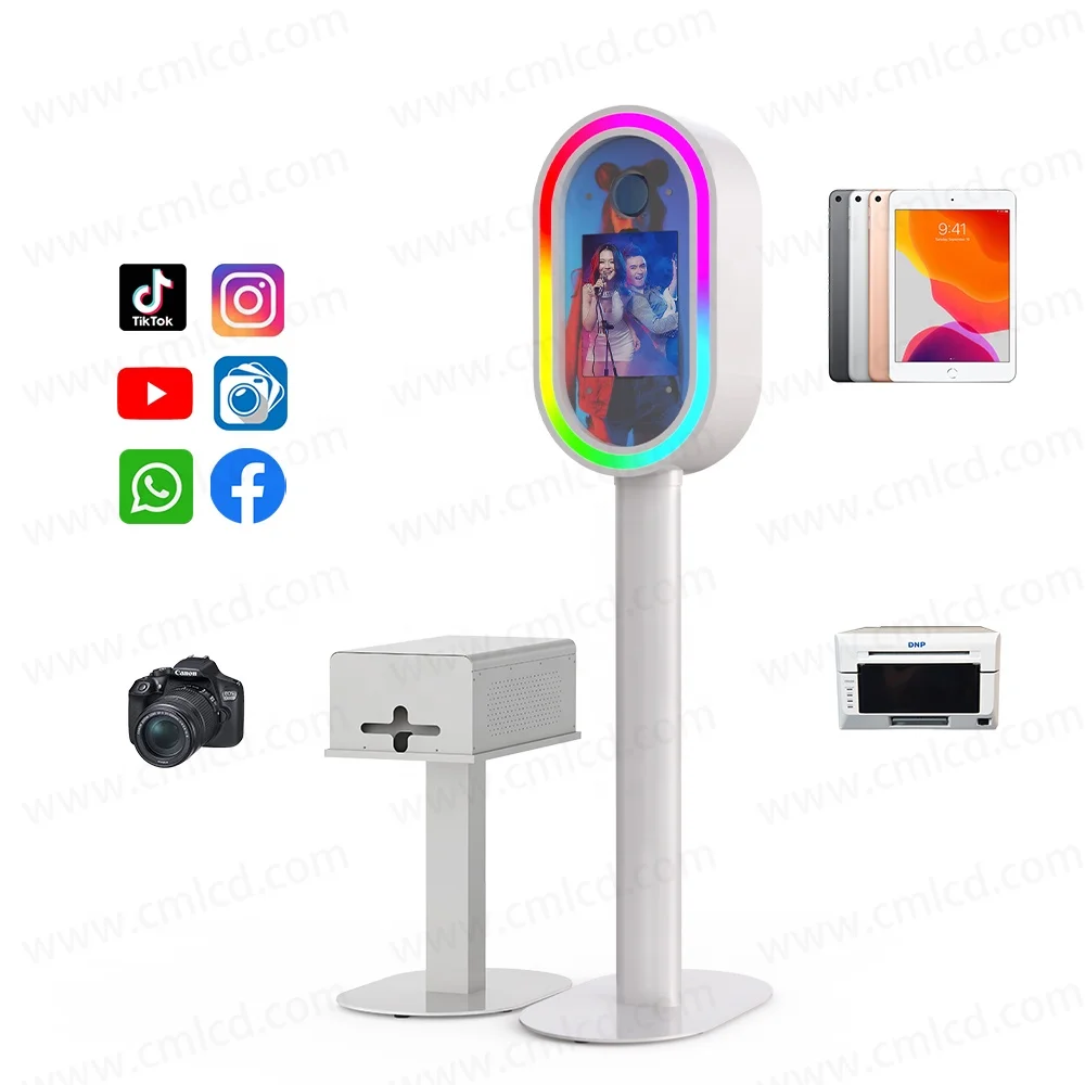 2024 new design oval Pad Booth with flight case wonderful design and rgb control photobooth
