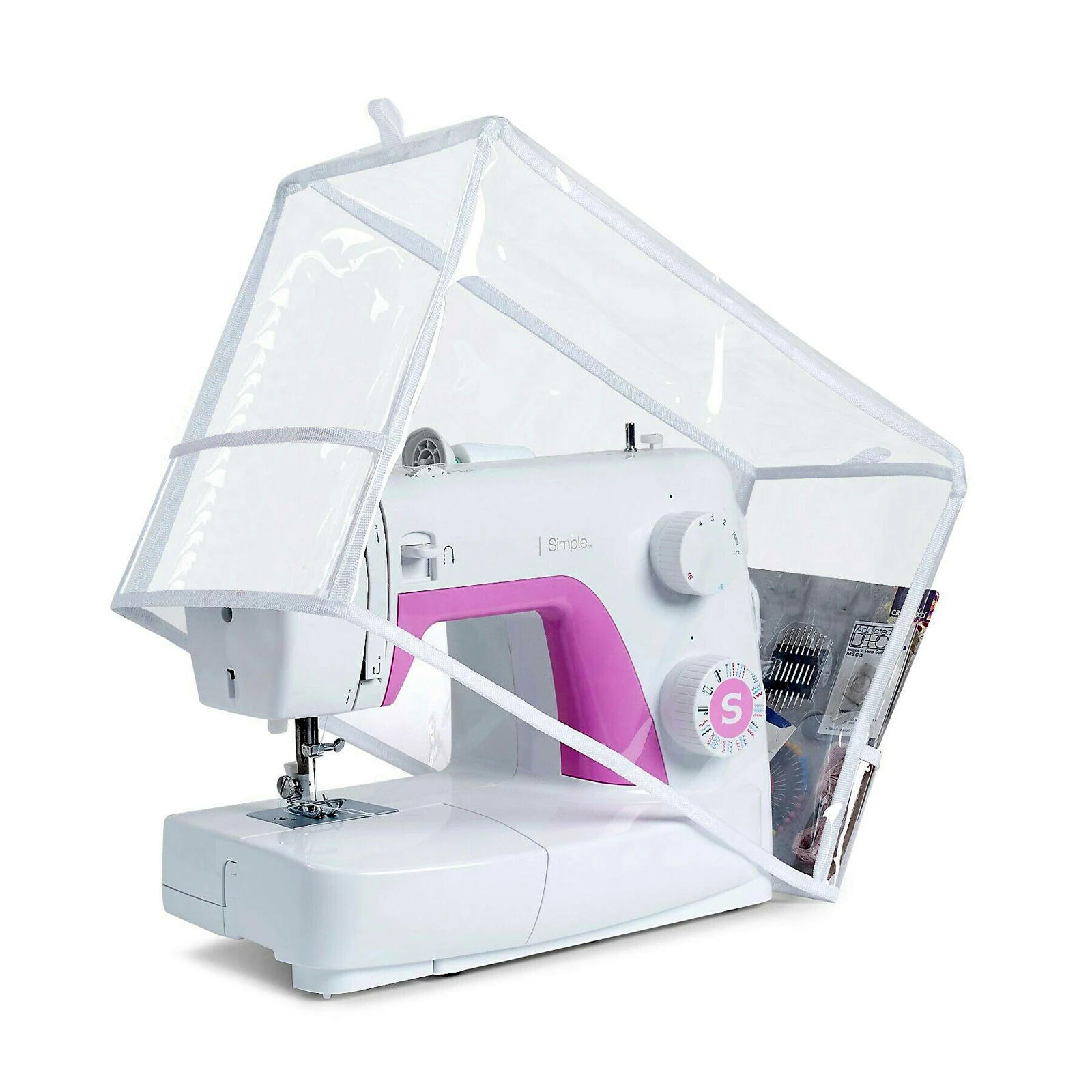 Защитный Видимый швейная машина ПВХ крышка для защиты от пыли с 2 боковыми карманами