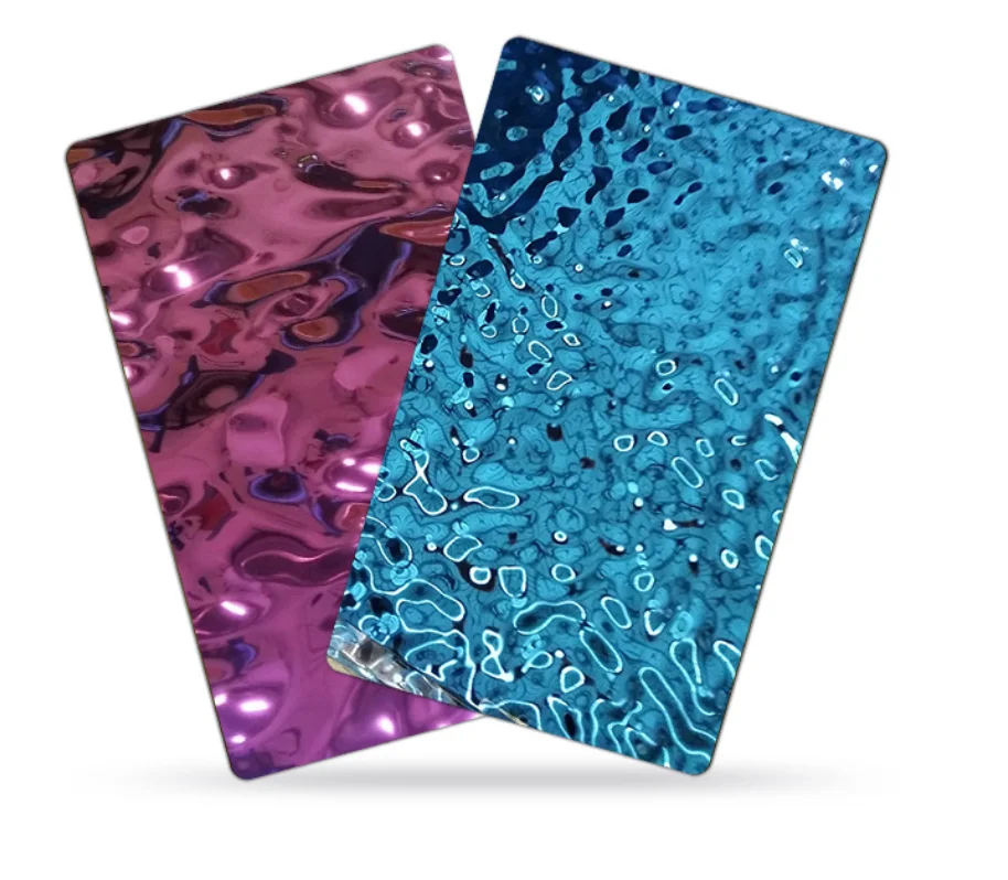 SS 201 304  410 430 wall panel water ripple color decorative stainless steel sheet