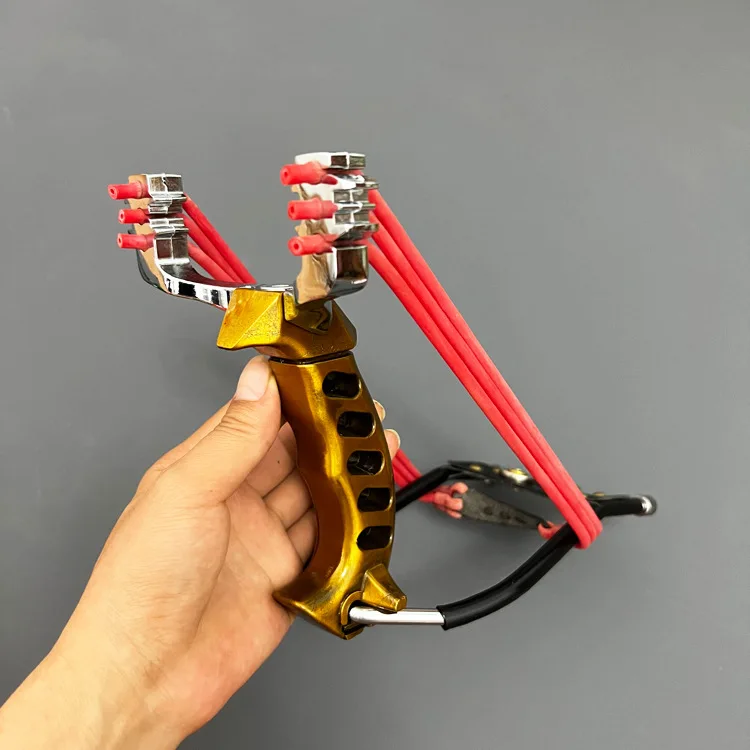 Outdoor Hunting All-metal Material Sling Shot Large Catapult Powerful Fishing Slingsshot with Wrist Rest
