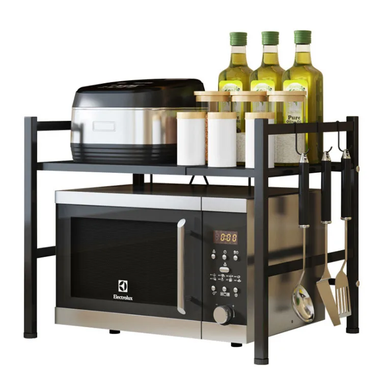 Expandable 2-Tier Metal Microwave Oven Rack Shelf Kitchen Storage