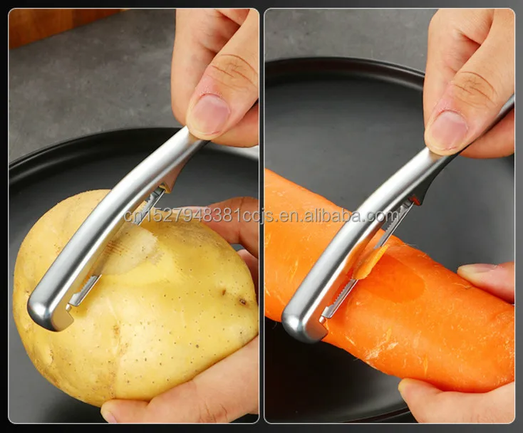 2022 Amazon Hot Sell Two Way Potato Stainless Steel Peeler Kitchen Vegetable Peeler Fruit Wide Swivel Blade and Non Slip Grip