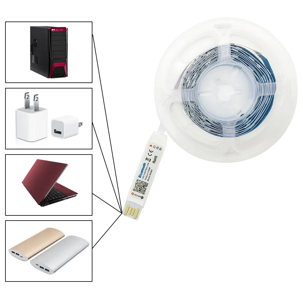 USB 5M Led Strip Light RGB Infrared APP Controller Luminous Decoration For Computer TV backlight Living Room