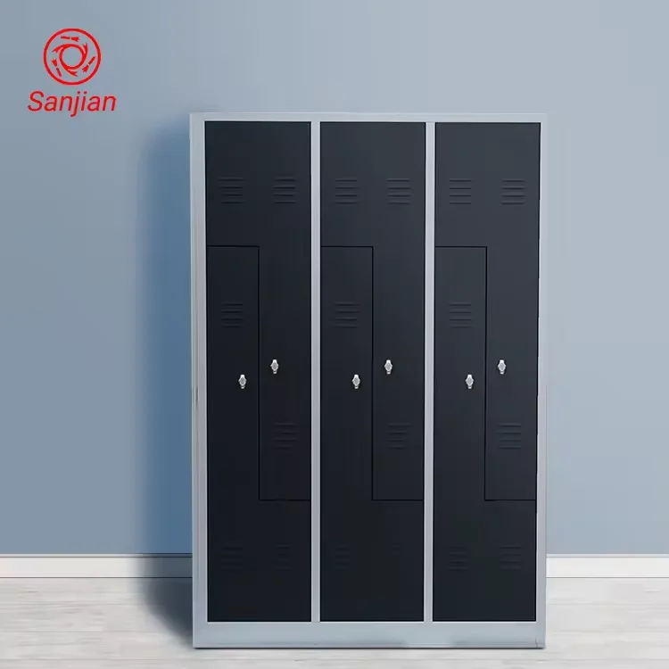 different colour steel iron almirah design  Z-shaped gym steel closet luggage storage locker changing clothes storage cabinet