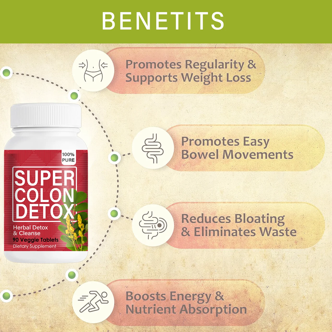 Natural Supplement Senna leaf extract Slimming diet pills super detox colon cleanse