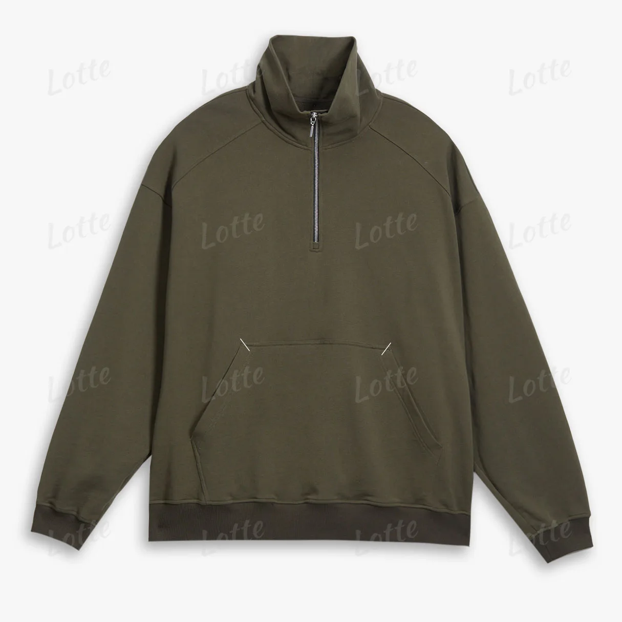 Custom Logo Warm Cotton Fleece Half-zip Sweatshirt Big and Tall Oversize Plus Size Mock Neck Quarter Zip Pullover Men