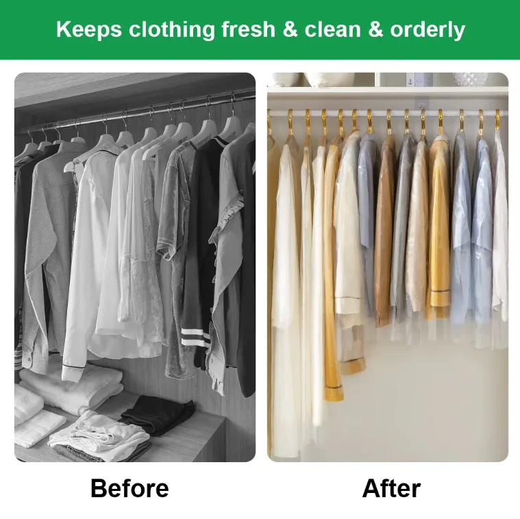 Customized Clear Breathable Plastic Garment Covers Dustproof Laundry Plastic Garment Bag