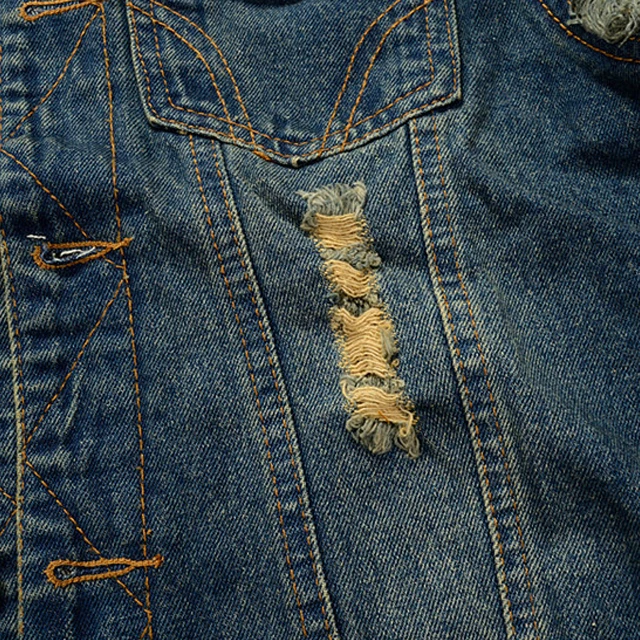 Blue Cowboy Waistcoat Street Wear Washed Sleeveless denim mens utility vest for men