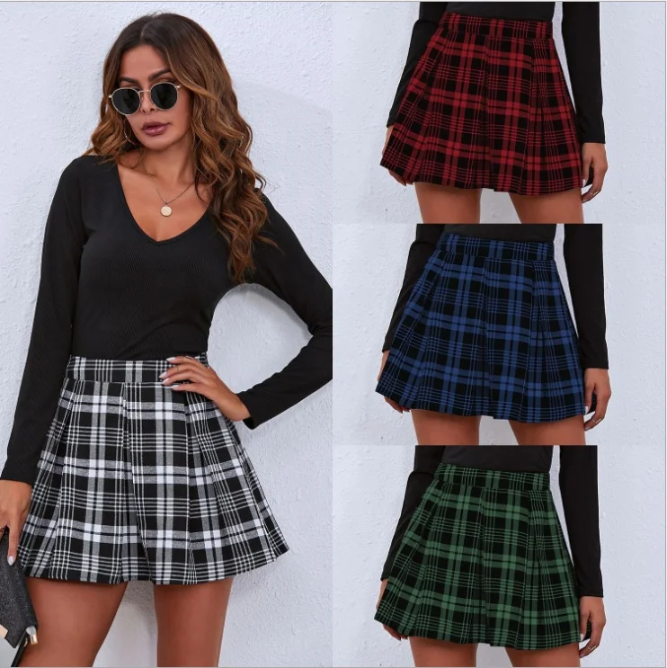 wholesale lady fashion skirts women plaid skirt short skirt