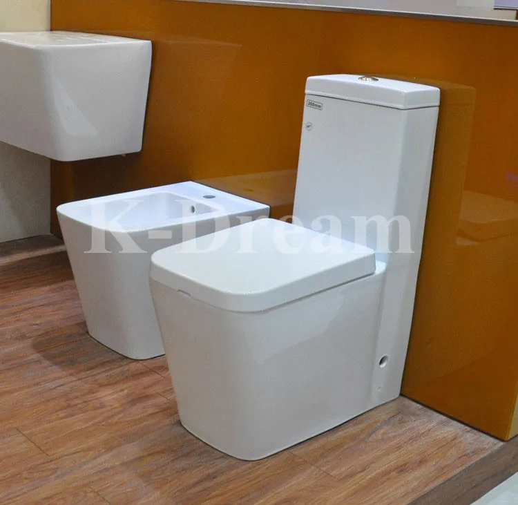 KD-T063P Grace White Glazed Sanitary Ware The Newest Useful Ceramic Bidet Toilet Germany Design One Piece WC with Square Bowl