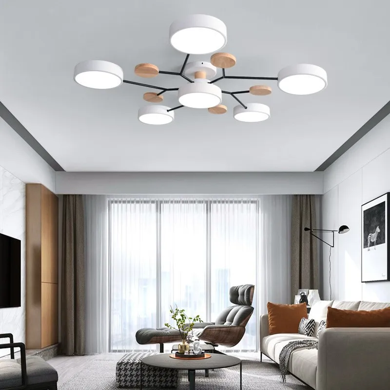 Nordic Home ceiling lighting chandelier Macaron wood led ceiling light for living room hotel dinning room