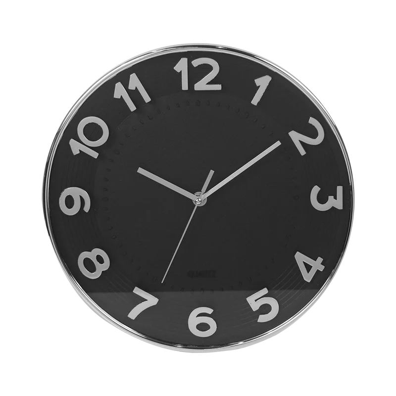 12 Inch Simple Plastic Round 3D Numbers Wall Clock manufacturer Silent Clock Custom Logo