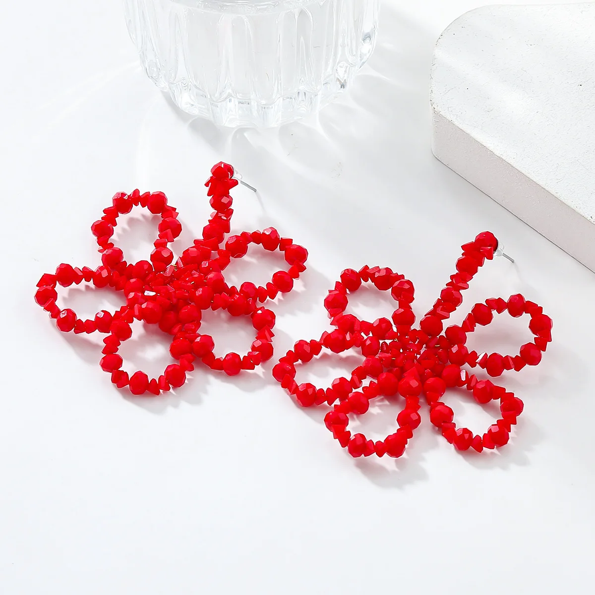 2024 New Arrival Fashion Cheap Wholesale Bohemian Bohemian Handmade Bow Crystal Flower Earrings Charm Long Beads Floral Earrings
