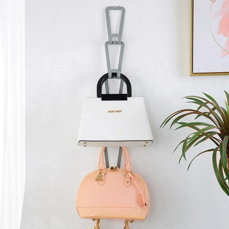 Household bag storage racks handbag storage hooks 6 bags wardrobe closet plastic handbag hanging organizer