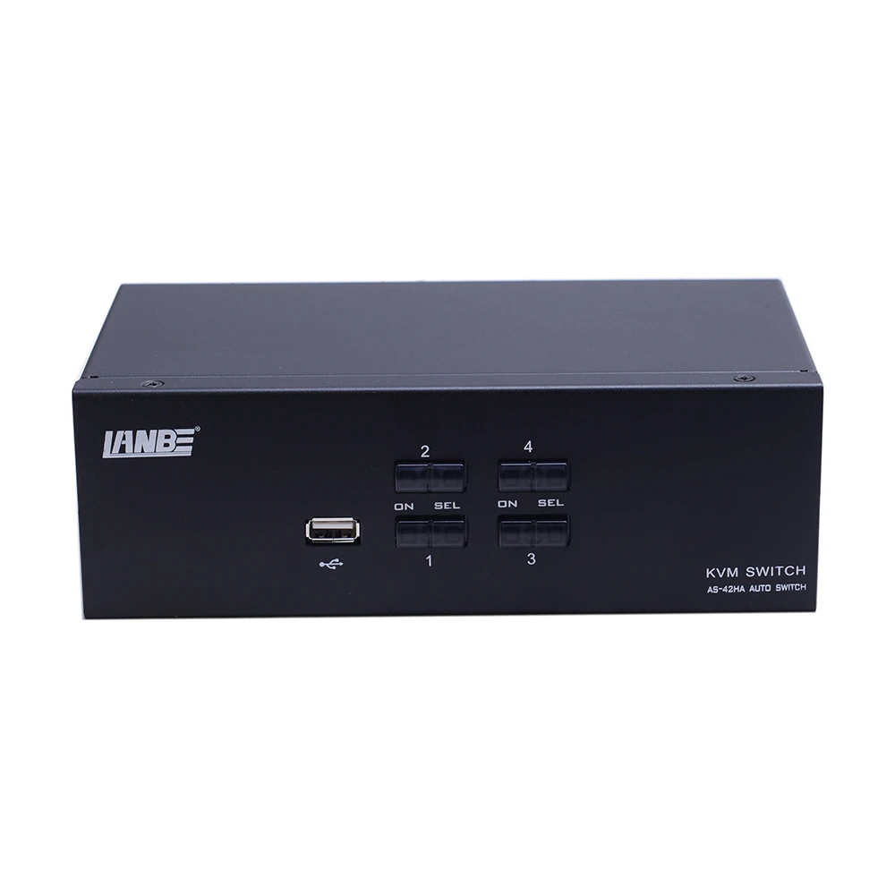 Fully Compliant 4K @30Hz Resolution 4 Ports HDMI Desktop KVM Switch With 4 pcs Cable dual monitor support