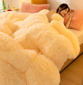 High Quality 2024 New Fluffy Duvet Hot Selling Fluffy Comforter set 6pcs Bed spread Set Long Plush Velvet Fabric Duvet and cover