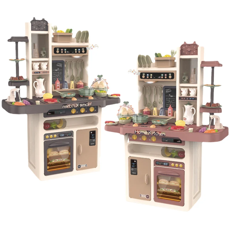 Zhiqu New Children 93cm Sound And Light Simulation Water Spray Kitchen Cooking Tableware Table Play Home Steam Toy Set